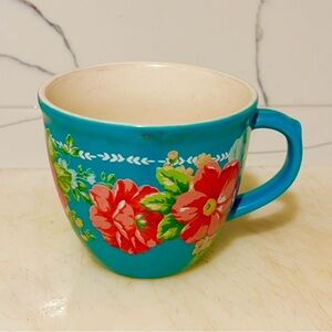 The Pioneer Women Blue Turquoise Red Floral 16 Oz Coffee Tea Stoneware Mug